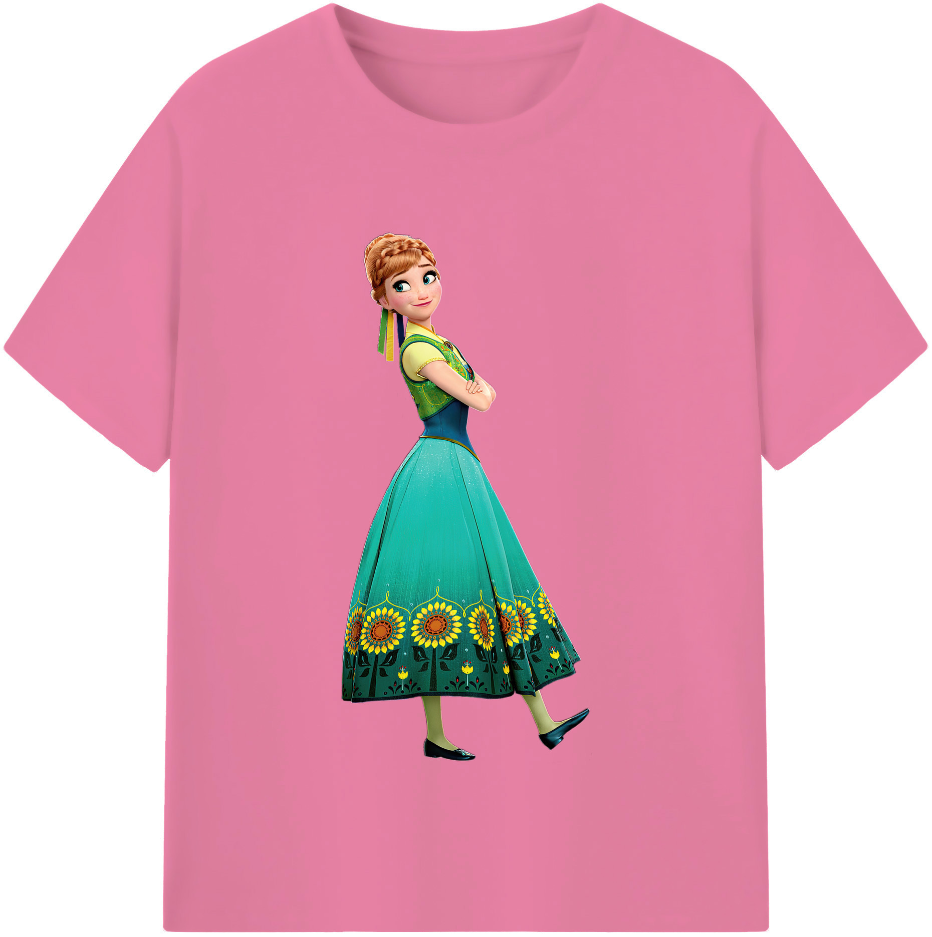 （画像用） アナと雪の女王 アンナ エルサ Frozen Anna Elsa 綿100％半袖Tシャツ（フロントプリント）